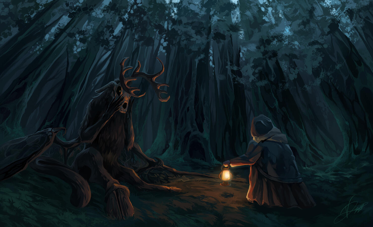 Merle and the Unknown Little Girl. Art by Snowysowl